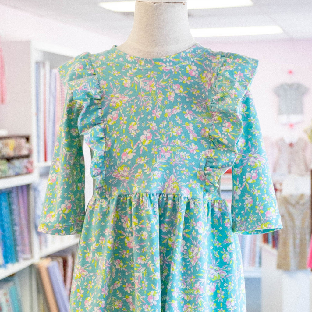 Kaki Floral Ruffle Bodice