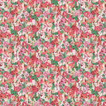 Pink and green dense floral meadow print cotton fabric by Riley Blake