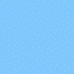 Baby blue cotton fabric with scattered small white pin dots, seamless repeat pattern