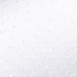 White poly dotted Swiss fabric with subtle woven dot texture pattern