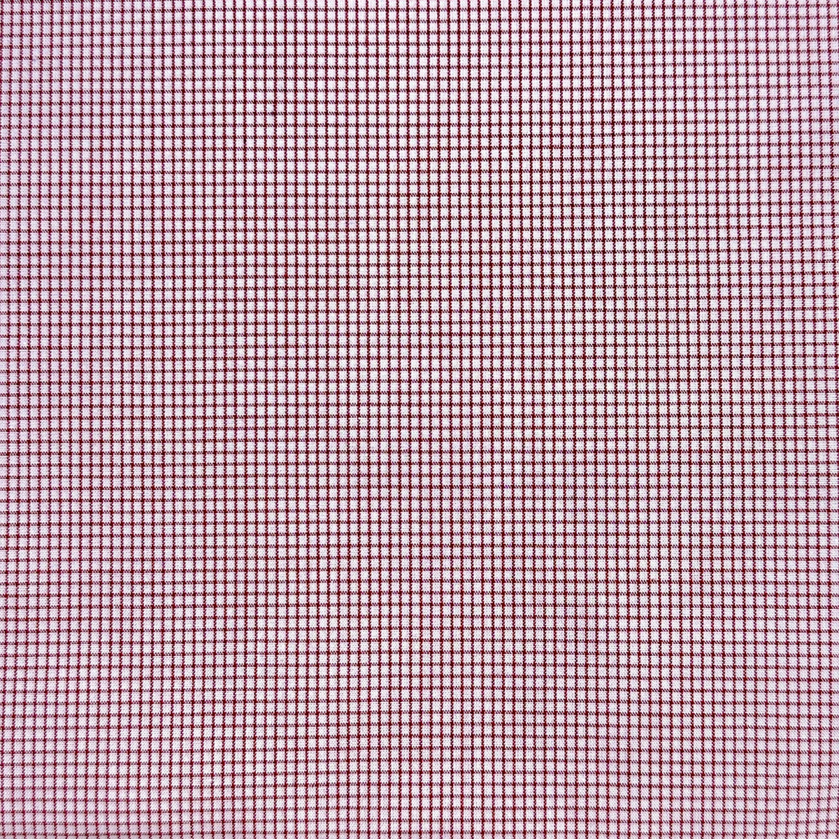 Red and white mini gingham tattersall woven cotton fabric remnant, half yard