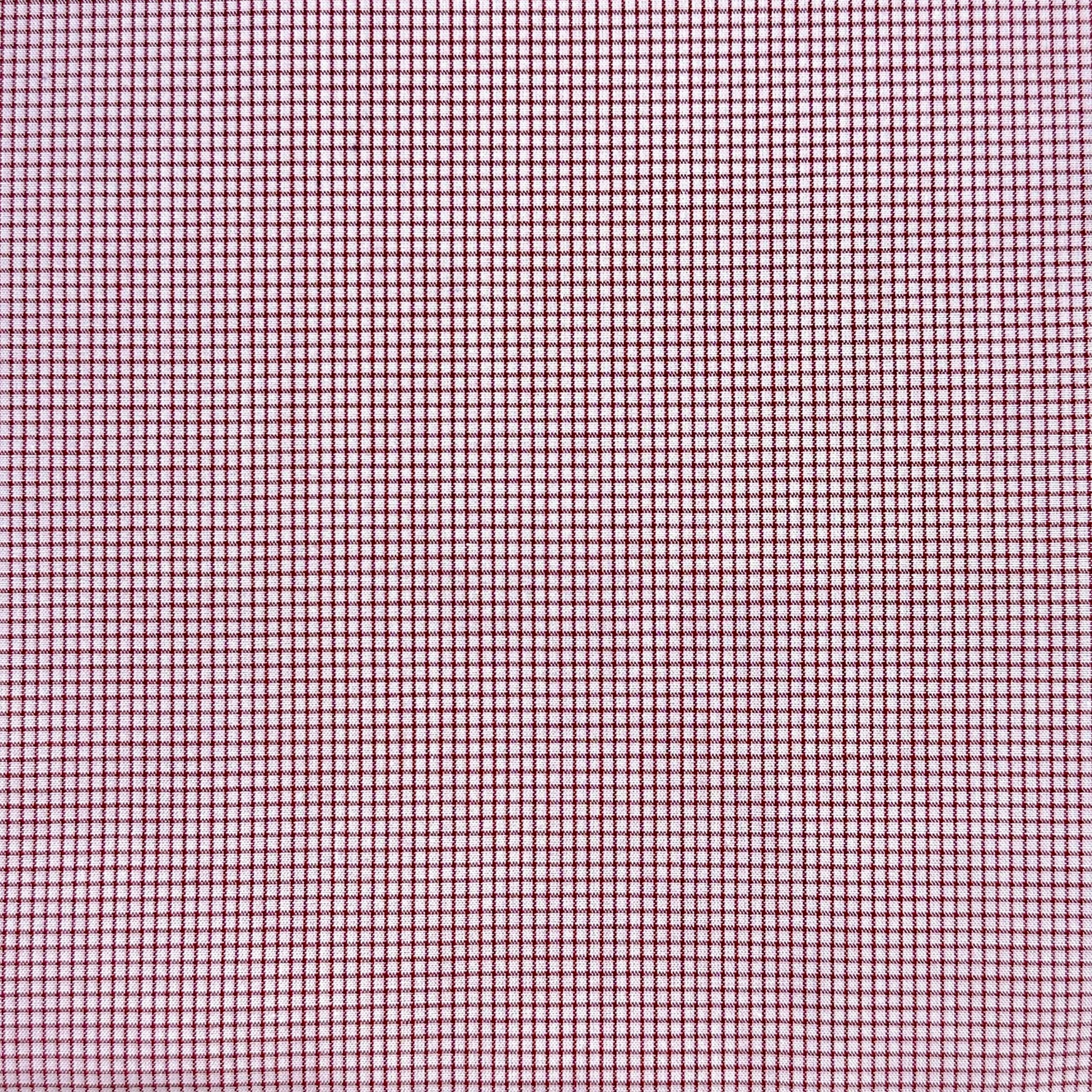 Red and white mini gingham tattersall woven cotton fabric remnant, half yard