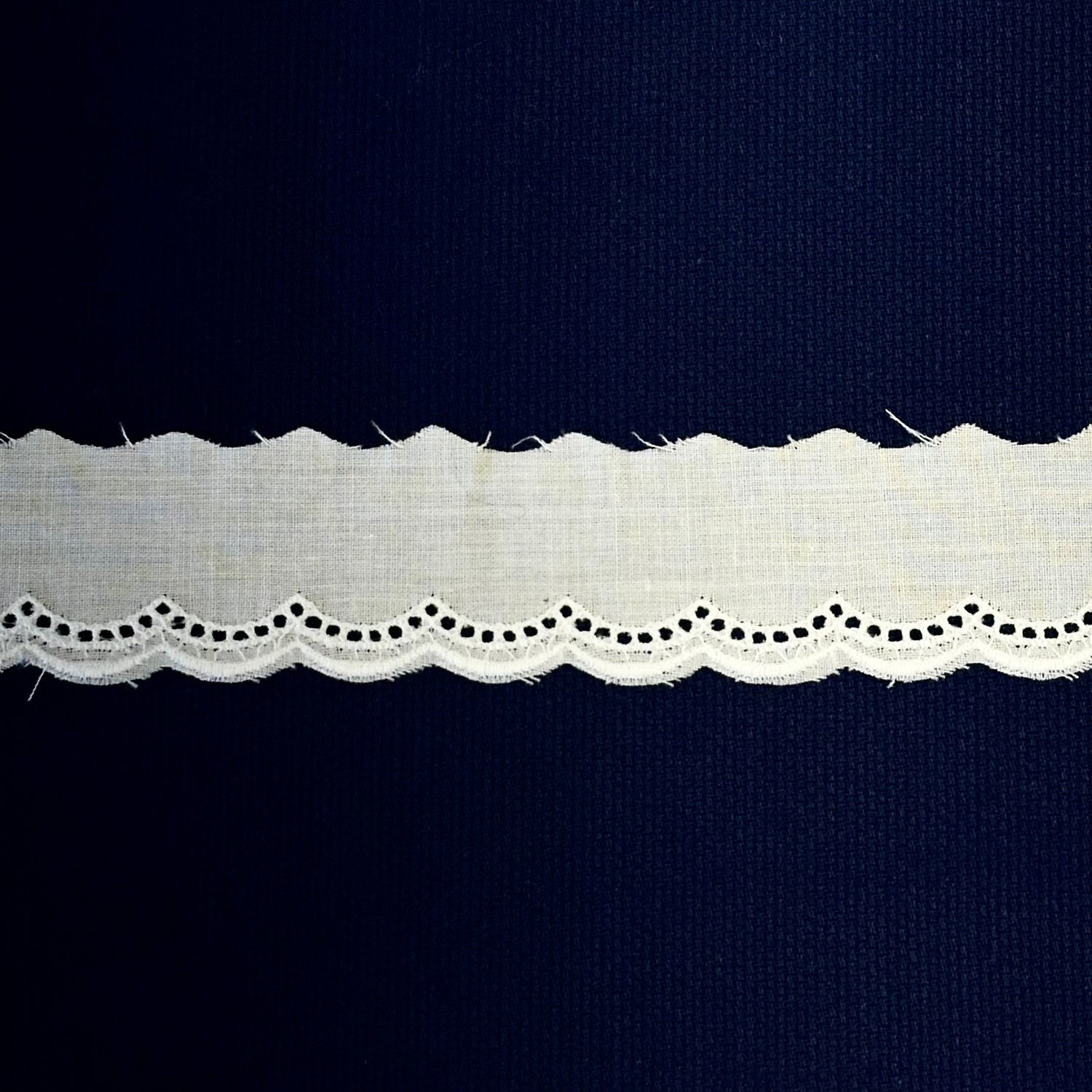 Swiss Embroidered Edging Scalloped 64093 White