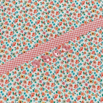 Floral ditsy print fabric with pink gingham trim and pink buttons for Georgia Dress Kit