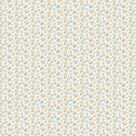 Floral patterned paper with small flowers in pastel colors on a white background