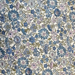 Liberty Tana Lawn fabric with blue and pink floral print on ivory background