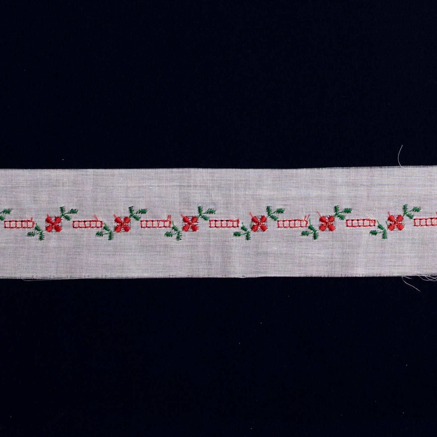 Swiss Embroidered Insertion Red Flower