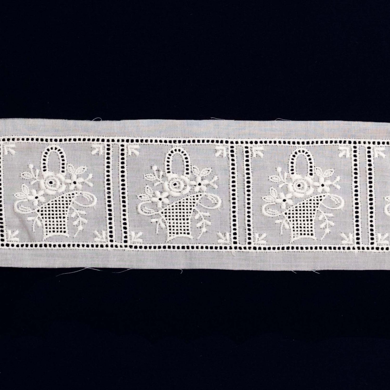 Swiss Embroidered Insertion 68330 White