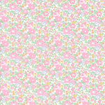 Liberty Betsy Ann H fabric with pink roses and pastel florals on white background