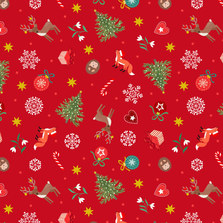 Scattered Festive on Red with Metallic