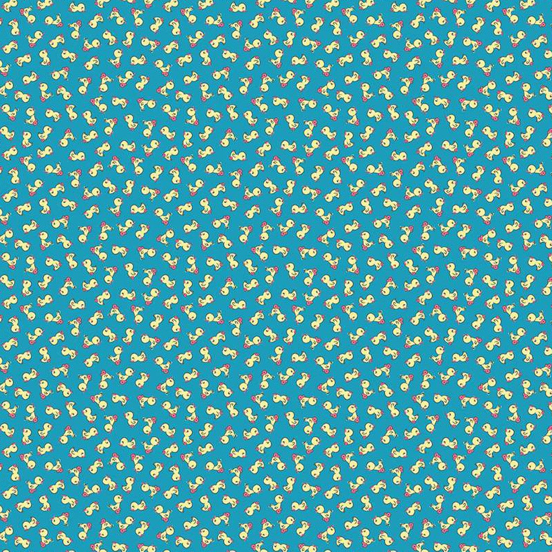 Remnant: 1 1/8 yd Playtime 30's Toy Ducks Blue