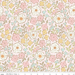 Little Posies Main Pink fabric featuring pastel floral print on soft pink background by Riley Blake