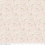 Riley Blake Little Posies Unicorns Pink fabric featuring jumping unicorns among pink floral meadow pattern