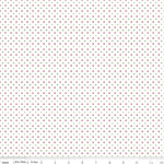 White fabric with small red and green polka dots, Christmas Swiss dot pattern