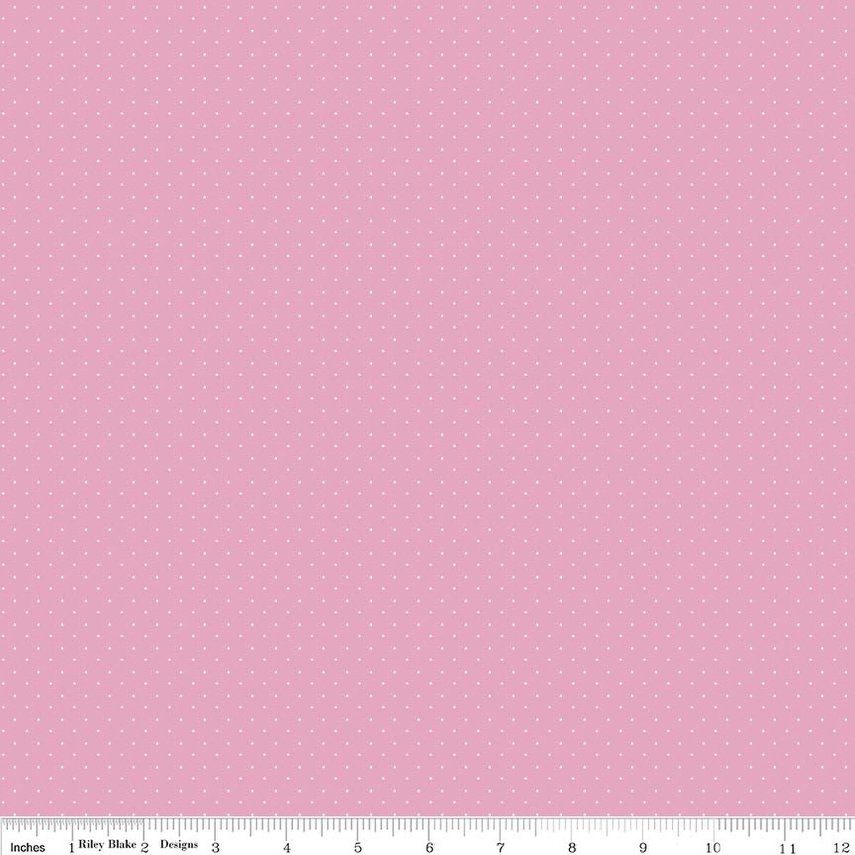 Pink quilting fabric with scattered small white pin dots, Riley Blake Pindots