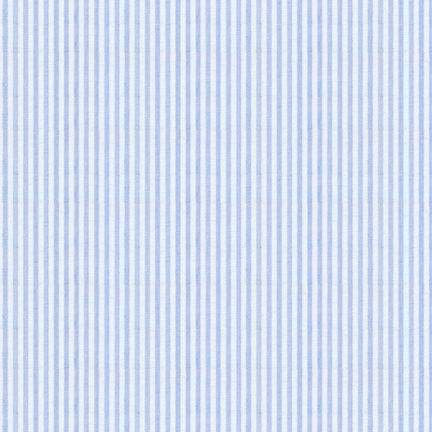 Light blue and white vertical pinstripe seersucker fabric with subtle texture