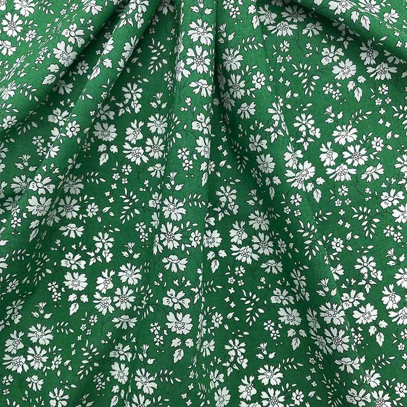 Liberty of London Capel Q fabric, green cotton with white ditsy floral print