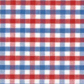 Red, blue, and white gingham check cotton fabric remnant, classic plaid pattern