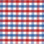 Red, blue, and white gingham check cotton fabric remnant, classic plaid pattern