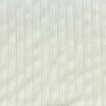 Light sage green fabric with vertical white pinstripes in a classic ticking stripe pattern