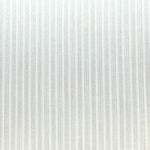 White Pima cotton fabric with subtle vertical pinstripes in pale blue and cream