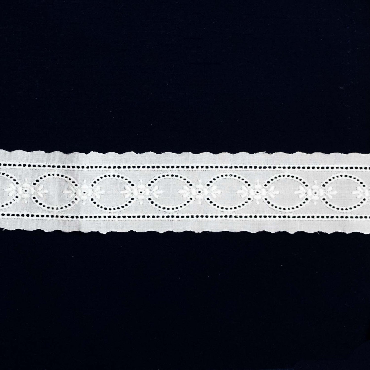 Swiss Embroidered Insertion with Entredeux 100022 White