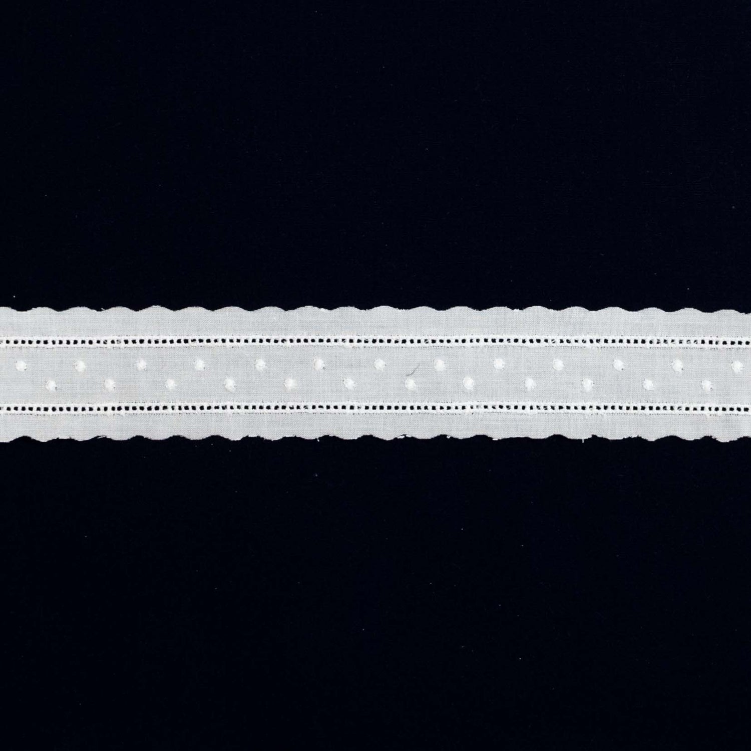 Swiss Embroidered Insertion with Entredeux 58037 White