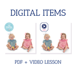 Digital PDF pattern and video lesson for smocked baby dress in blue and pink floral