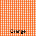 Orange and white small gingham check cotton fabric, 1/16 inch pattern