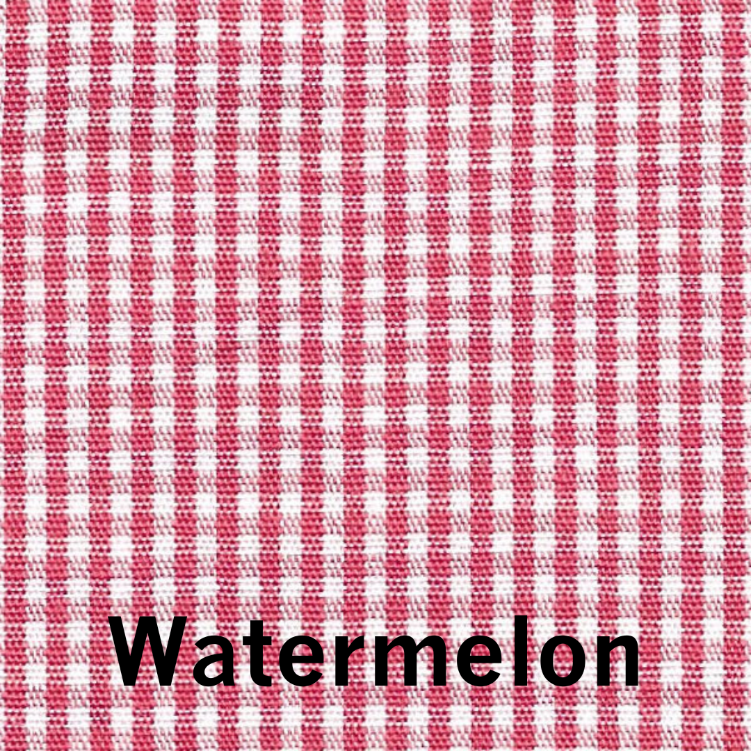 Watermelon red and white small gingham check cotton fabric swatch