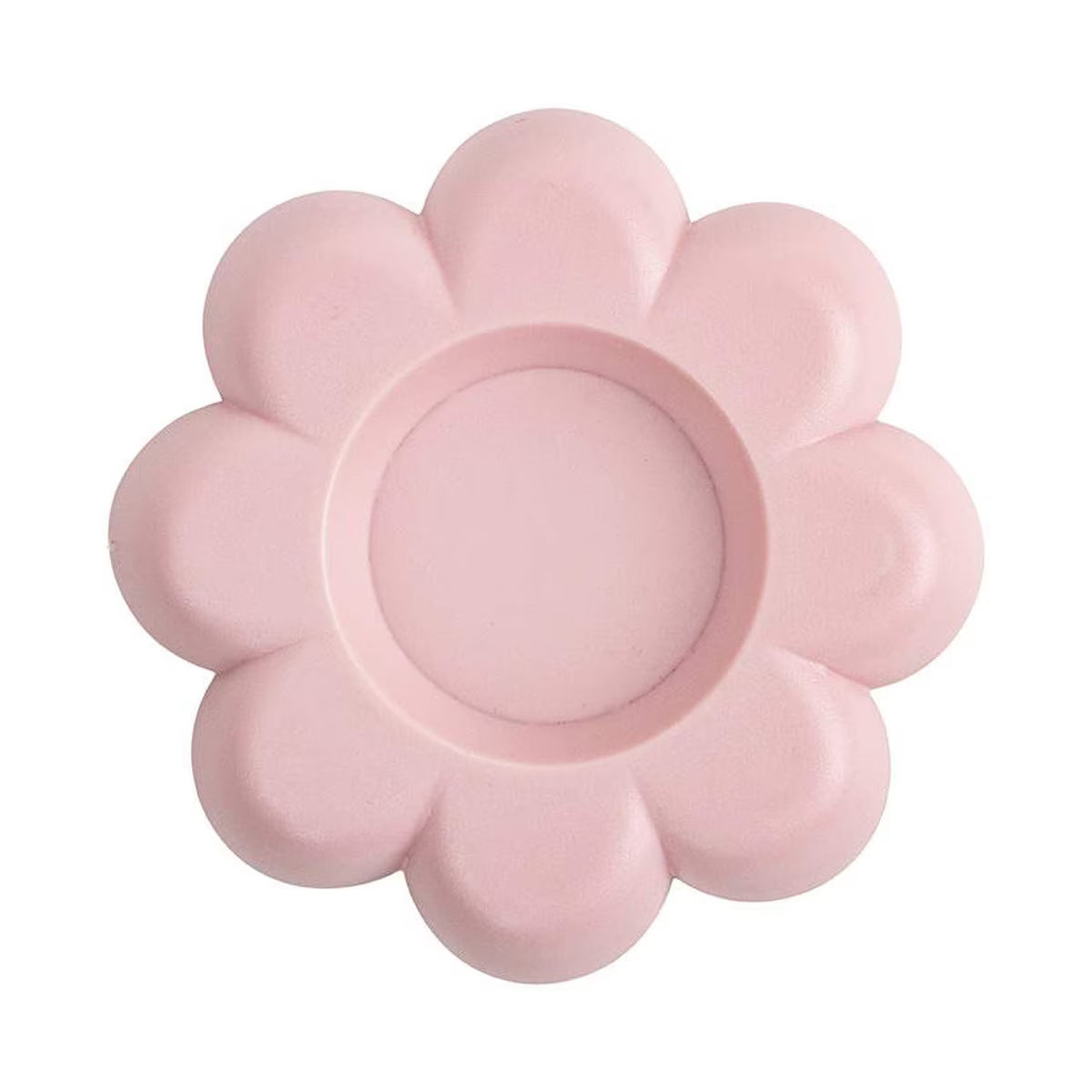 Pink flower-shaped magnetic pin holder with round center well and eight petals