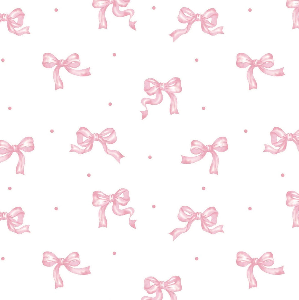 Pattern of pink bows on a white background