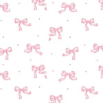 Pattern of pink bows on a white background