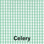 Celery green and white small gingham check woven cotton fabric swatch