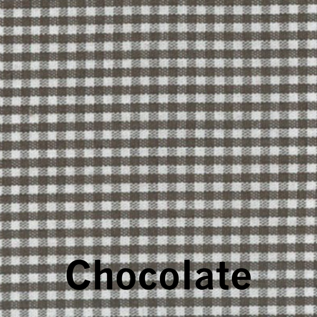 Chocolate brown and white mini gingham check fabric, 1/16 inch pattern