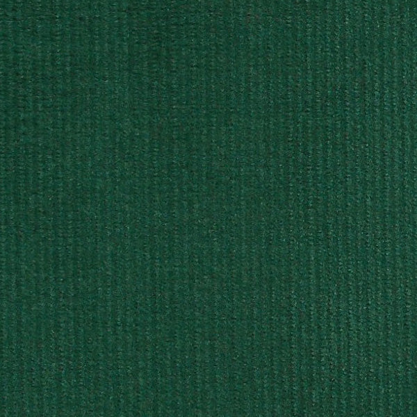 Dark green corduroy fabric with fine vertical ribbed texture and woven weave pattern