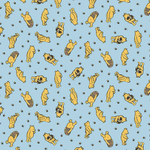 Light blue fabric with scattered classic Winnie the Pooh bears and small bees toss pattern