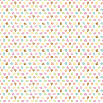 White fabric with colorful pastel cat paw prints scattered in repeating pattern