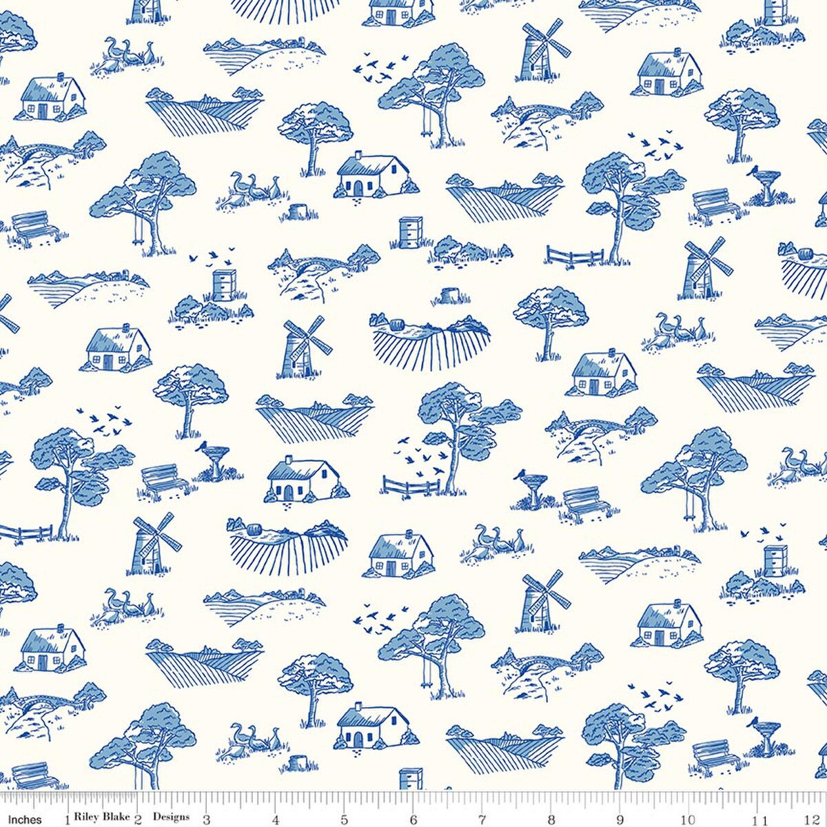 Virginia Rose Toile Blue