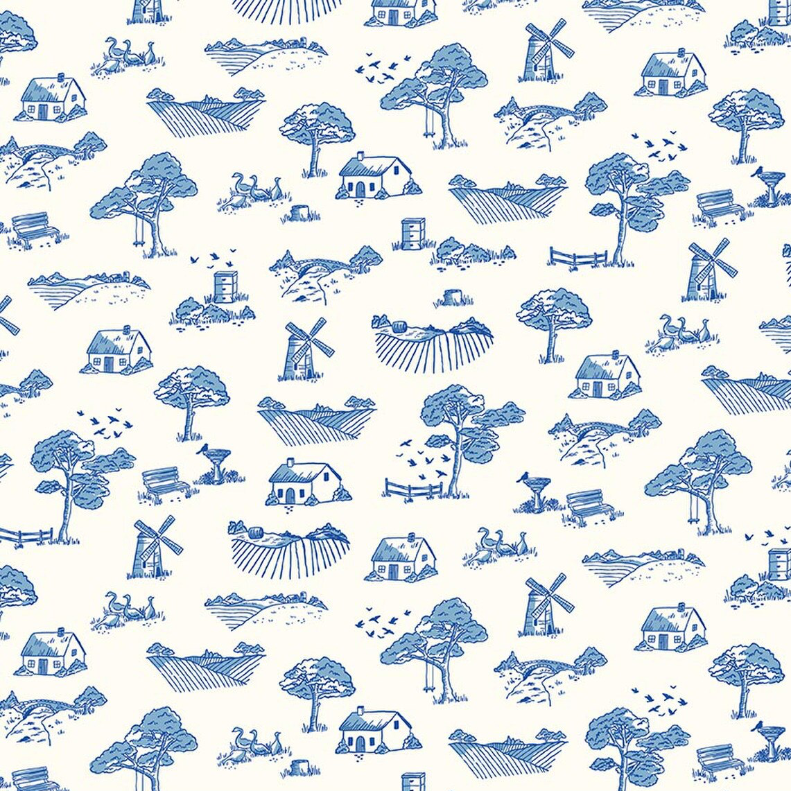 Virginia Rose Toile Blue
