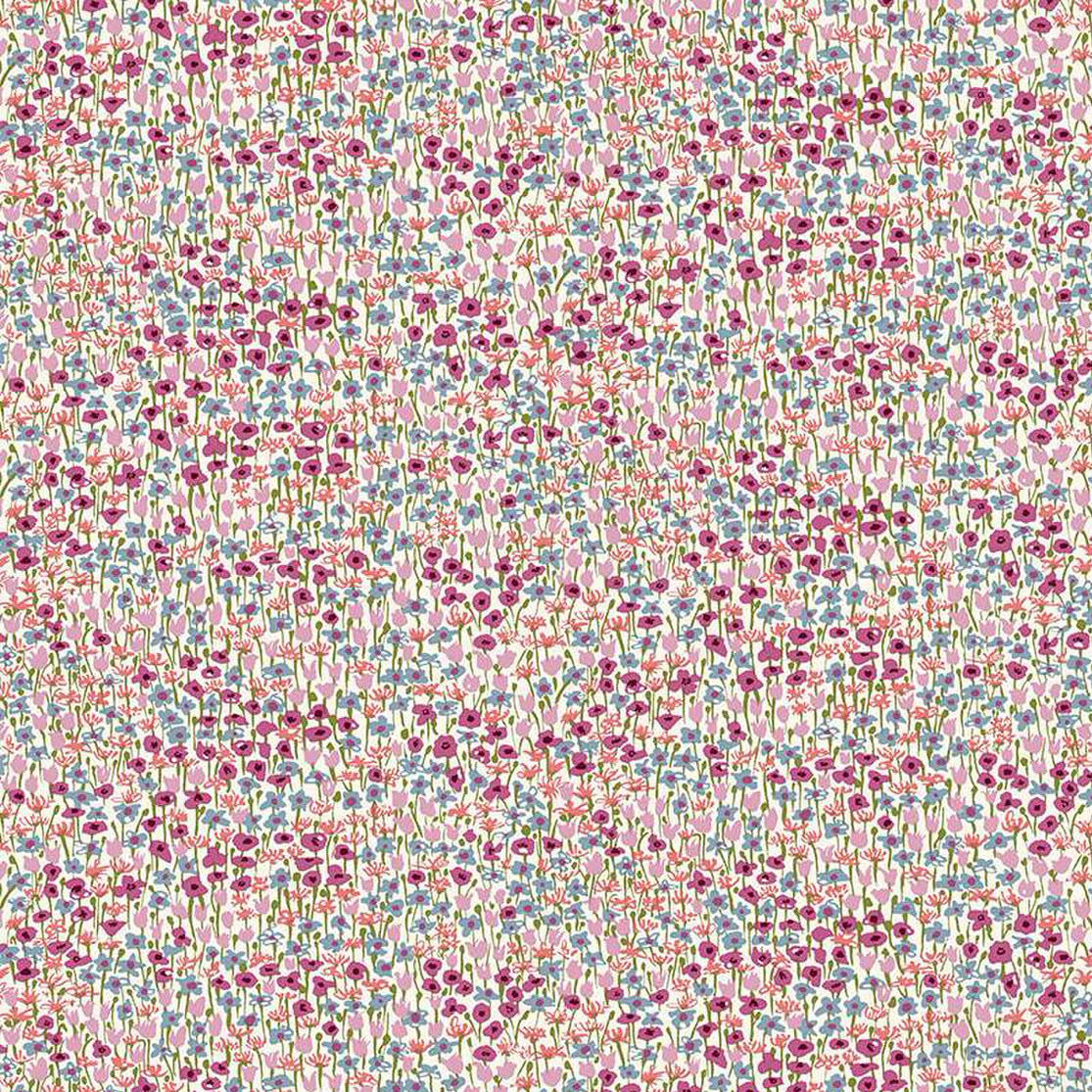 Liberty Botanist's Walk Joy Meadow cotton fabric with tiny wildflower print in pink and blue