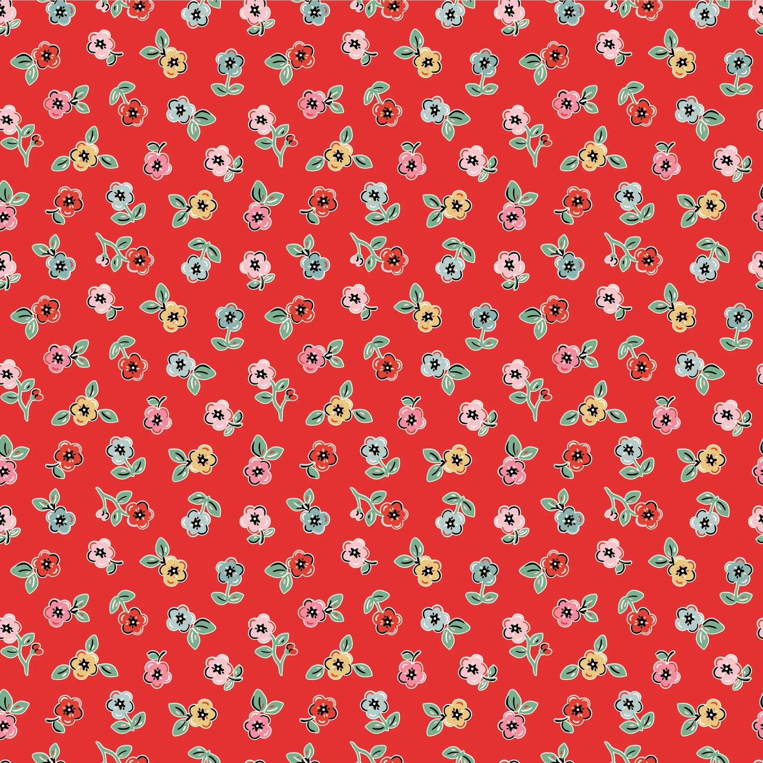 Cheery Florals Red