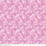 Pink quilting fabric with dense white floral pattern, Riley Blake Chasing Rainbows Everbloom