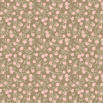 Pink apples on branches with sage leaves on dark taupe cotton fabric