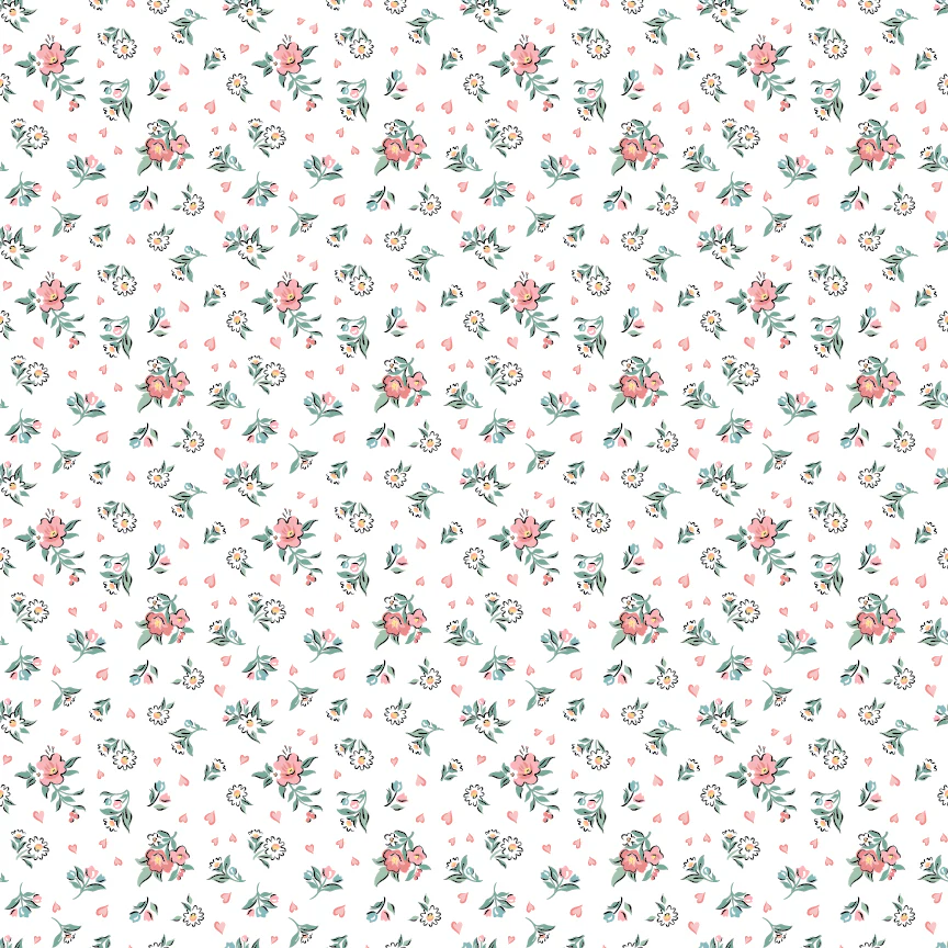 Hearts & Posies White