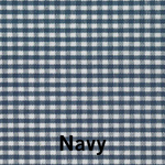 Navy and white small gingham check cotton fabric swatch close-up