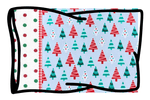Christmas pillowcase kit with festive tree print fabric and polka dot accent panel