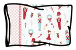 Christmas pillowcase kit with nutcracker print fabric and red polka dot backing
