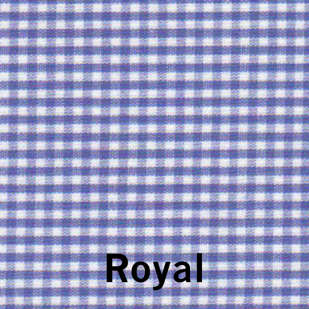 Royal blue and white small gingham check fabric, 1/16 inch pattern