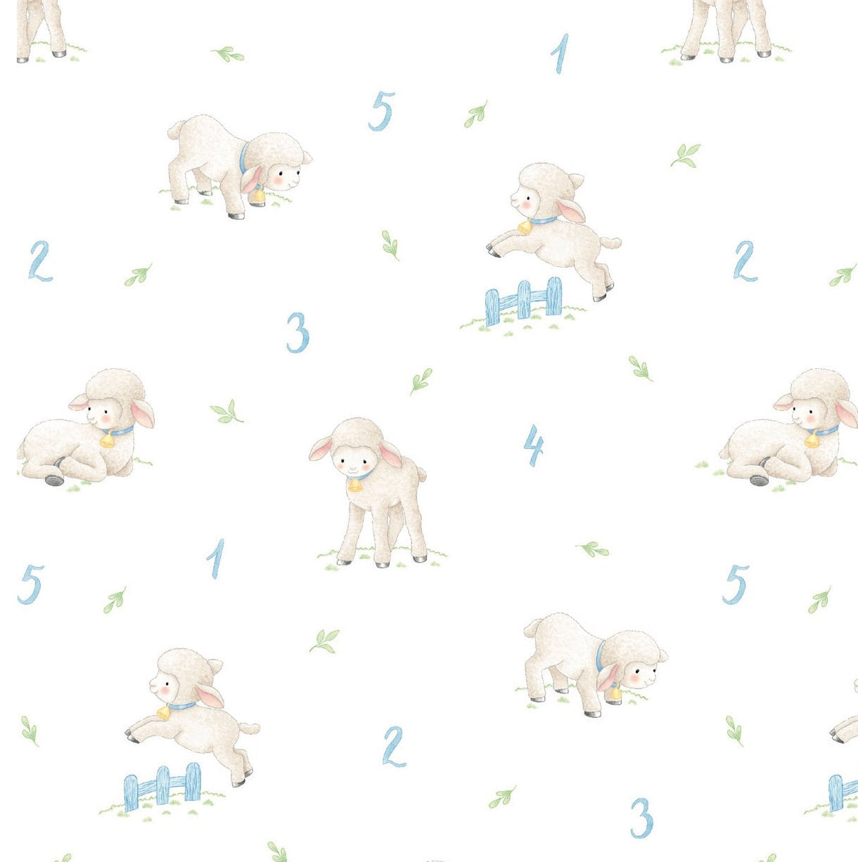 Fabric Cut: 1/4 yd Knit Sea Island Tiny Baby Sheep Boy